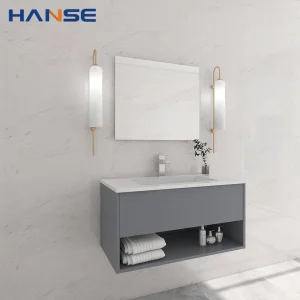 Wholesale Double Single Modern Wooden Wall Mounted Modern Bathroom Cabinet Vanity with Mirror Sink