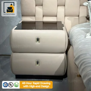 Factory Home Apartments Minimalist Leather Bedside Table Storage 2 Drawers Bedroom Nightstands