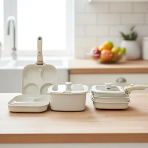 11PCS Square Pans and Pots Cookware Set with Detachable Handle