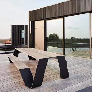 Outdoor Park Garden Aluminum Alloy Table and Chair Set Hotel Outdoor Teak Table and Chair Bench