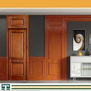 Modern Interior Room Main High Quality Wooden Double Leaf Solid Wood Security WPC PVC Soundproof Sliding Entry Carbon Crystal Waterproof Fire Rated House Door