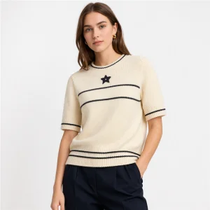 Women Knit Top Short Sleeve Sweater Summer Knitwear