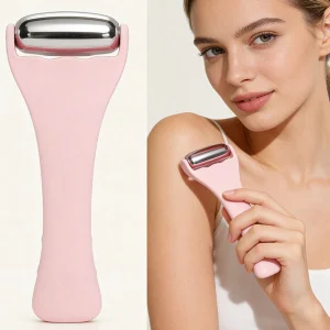 Stainless Steel Ice Roller for Face & Eye Cold Facial Massager for Puffiness Migraine Relief Skin Care Tool With ABS Handle