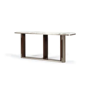 Marble Top Console Table with Stainless Steel Legs Solid Wood Decor for Entry Villa Living Room Bedroom