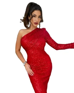 One Shoulder Shiny Sexy Cocktail Dresses