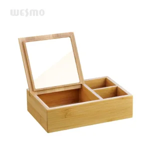 Espejo cosmético de madera de bambú
