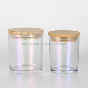200ml 300ml Luxury Color Glass Candle Jar with Bamboo Wood Lid