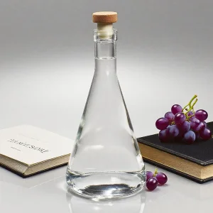 Wholesale 150ml 250ml 750ml Transparent Cone Shape Wine Glass Bottle Black Drinks Juice Beverage Storage Coffee Milk Glass Water Bottle with Printed Logo