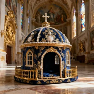 Luxury Handmade Castle Cat House with Pearl Decor, Royal Pet Palace for Indoor Cats, Premium Cat Furniture &amp; Bed