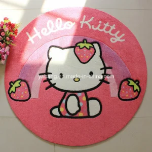 Round Hello Kitty Kid Rug for Play Room