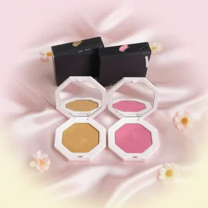 High Quality Waterproof 2-Color Diamond Shiny Glitter Premium Herbal Makeup Facial Bronzer Highlighter Powder