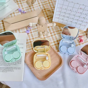Eyeshare Easy To Use Square shape Beauty Eye Care Box Solution Bottle Tweezers Contact Lens Case With Mirror