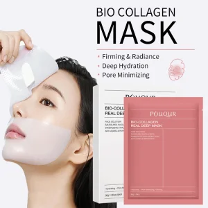 Organic Bio-Collagen Face Hydrogel Sheet Mask Real Deep Hydrating Overnight Pore Minimizing Infused Vitamin C Niacinamide