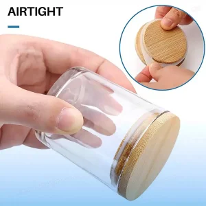 Custom Candle Glass Container Holder Container Clear Round Luxury 4oz 6oz 8oz 10oz 12oz 16oz 20oz Tarros Para Velas Metal Bamboo Wooden Cap Lid Candle Jar