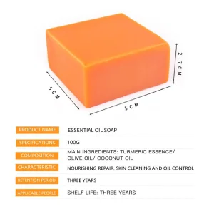 Natural Herbal Ginger Turmeric Bath Soap Handmade Tumeric Soap for Skin Whitening Anti Acne Pimples Pores Soap