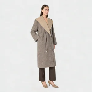 Women's Winter Long Wool Overcoat Hooded Coat