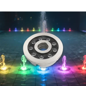IP68 RGB Full Color DMX512 Controlled Fountain Light Stainless Steel Underwater LED Ring Lamp for Pond Pool Landscape