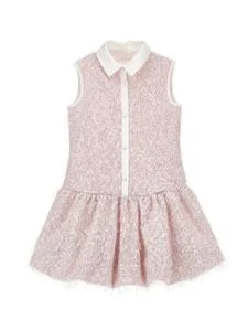 Pink Sequin Feather Dress Set