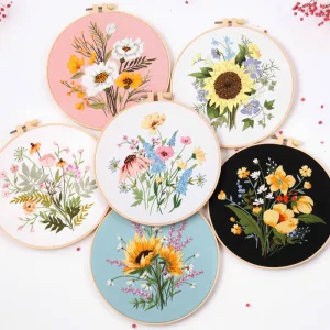 2026 Cross Stitch Kit Stamped Cross-Stitch Diy Set Embroidery Starter Kit Set With Flowers Plants Pattern