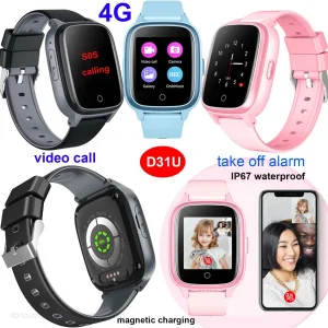 Best Quality removal detection 4G IP67 Waterproof Video Call Smart Child safety SOS Tracker Kids GPS Device with safety zone setup D31U