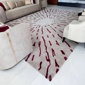 Red Dotted Home Carpet Wool Thick Hand Tufted Area Rugs Living Room