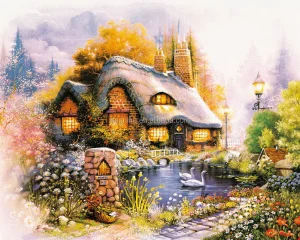 Beautiful Landscape Round Diamond Painting, Resin Stone Embroidery Painting Kits,diy Mosaic Painting