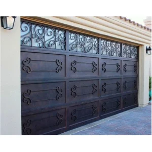China Top Manufacturer Customize Fire Rated Garage Doors Black Aluminium Wrought Iron Garage Door