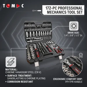 TOMAC 172pcs Professional Socket Tool Set for Cars Motorcycles and Bicycle Caja De Herramientas