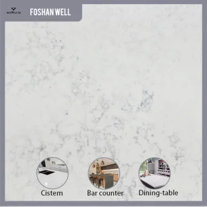 Polished Artificial Calacatta White Quartz Vanity Countertops Stone Slab Gold Grey Vein