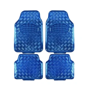 Alfombrillas de coche de aluminio y PVC de alta resistencia 4/5 en color azul con respaldo antideslizante