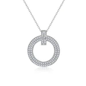 Full Diamond S925 Silver Women's Round Ring Pendant Personalized Sterling Silver Choker Necklace