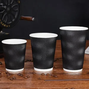 Copos de papel ondulado descartáveis e biodegradáveis para café, copos descartáveis para chá