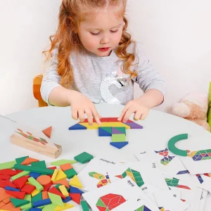 Geometric Shape Puzzle Wooden Building Blocks