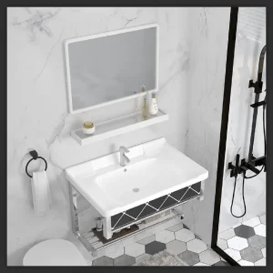 Modern Square PVC Bathroom Vanity with Waterproof Design