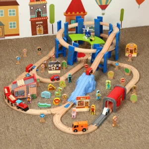 2025 Wholesale Christmas Kids Railway Wooden Electric Toy
