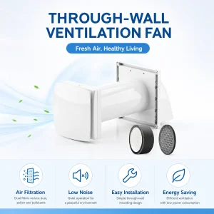Fresh Air Ventilation System With Heat Exchange HRV Recuperator EC Motor Single Room Through-wall CE Heat Recovery Ventilator