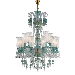 Custom Luxury Green Crystal Pendant Light Chandelier for Home Restaurant Banquet Hall Hotel Lobby Decoration Lighting