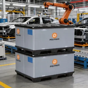 Caja de palet grande personalizable con funda de plástico resistente y tapa para piezas de automóviles