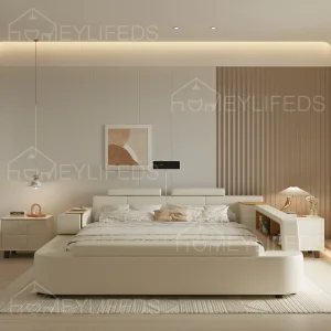 Hot Sale Luxury Leather Smart Bed Multifunctional Bed Tatami King Size Platform Upholstered Fabric Soft Bed Storage Music Speaker