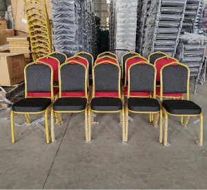 Wholesale Party Event Wedding Chairs Stackable Metal Frame Customized Fabric Hotel Chair