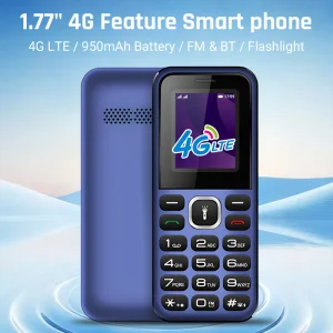 1.77" 4G Mini Body RAM 48MB ROM 128MB 950mAh Battery Compact Feature Phone for Seniors