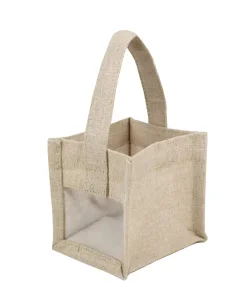 Mini Rustic Wedding Favor Burlap Tote Bag