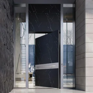 Elegant Aluminum Security Pivot Door with Elegant Glass Design for Front Entry Living Room Exterior &amp; Hotel/Villa Use