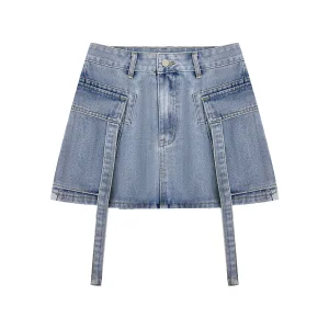 Women's Vintage Straight Denim Skirts Solid Summer Wholesale Party Light Wash Eco-Friendly Breathable Quick-Drying Casual Waist
