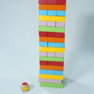 Fun &amp; Educational Handcrafted Colorful Wooden Tower Blocks Construction Toy Set for Kids &amp; Families-Stacking &amp; Balancing Game
