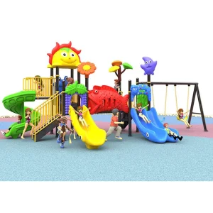 Certified Swing Sets Playground Outdoor Plastic Park Playground Equipment for Kids Kindergarten Play