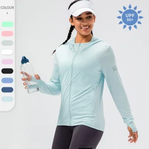 UPF 50+ UV Sun Protection Jacket Women Zip up Hoodie Long Sleeve Breathable Outdoor Clothes Fishing Running Jacket