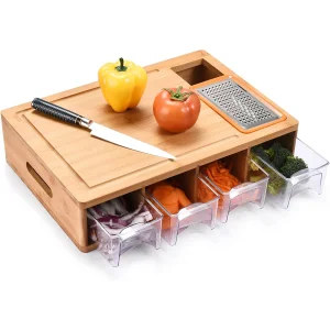 Hot selling multifunctional wooden chopping board, vegetable, cheese, meat food container, organizer for kitchen use