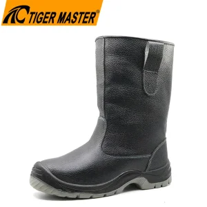 Non-Slip Oil Resistant Black Leather Steel Toe Prevent Puncture Welders Safety Boots Anti Static Water Proof Welding Boots Without Laces