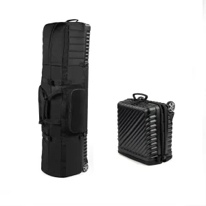 Collapsible ABS+nylon Waterproof Hardshell Golf Travel Cover Custom Golf Travel Bag with Wheels